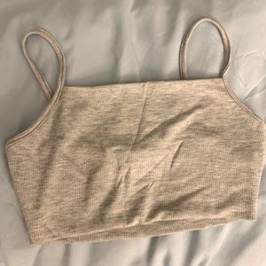 Joah Brown Square Neck Tank Bra PearlGray Rib XS/S